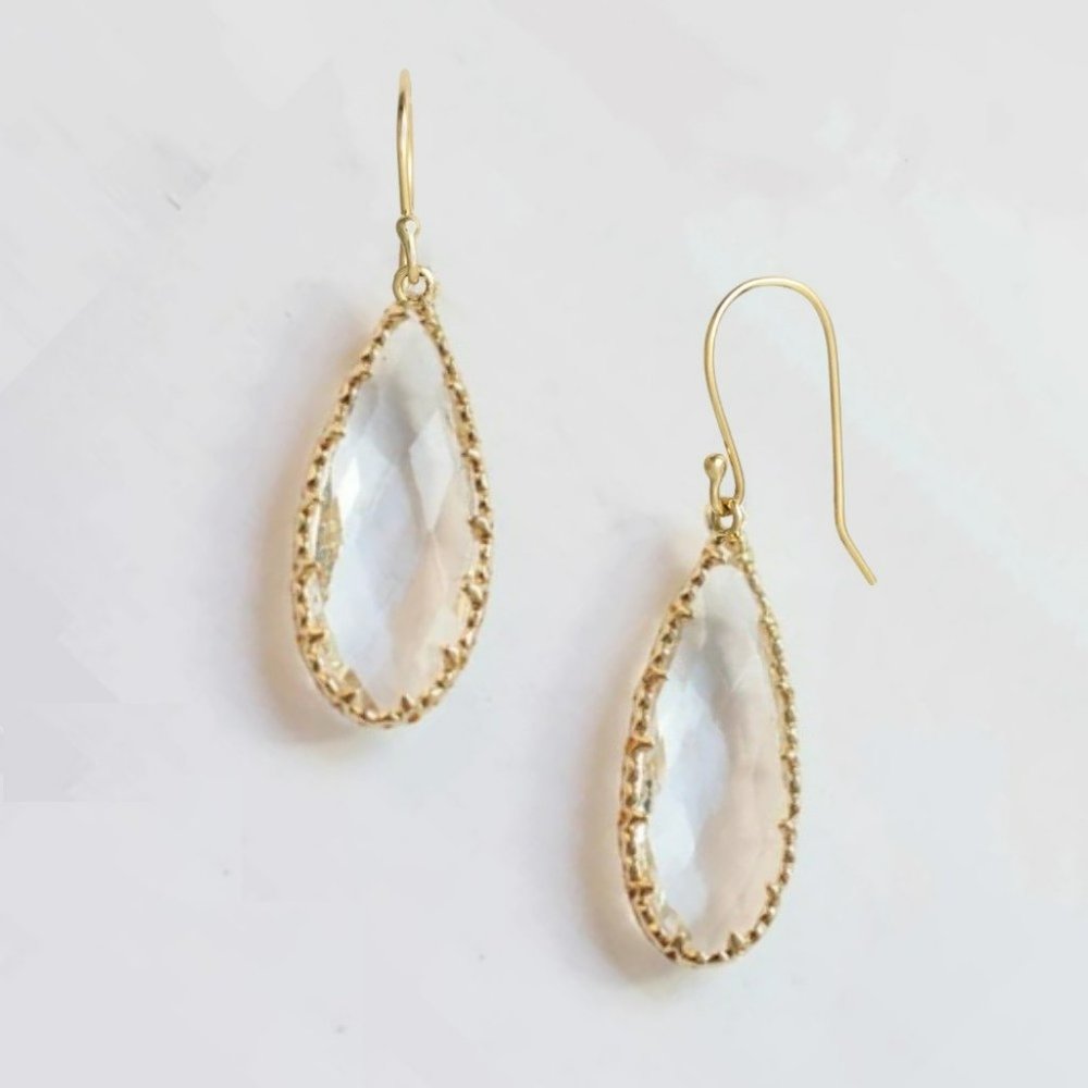 Anthropologie Gold & Clear Drop Earrings